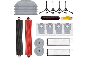 Laimaiou Kit d'accessoires pour roborock S8 MaxV Ultra Robot Aspirateur Pièces de rechange 19 Packs 1 jeu de brosses roulantes, 2 filtres, 4 brosses latérales, 6 serpillières, 4 sacs à poussière