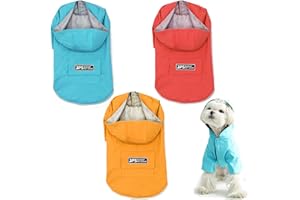 BPS BUENA PET SHOP BPS Chubasqueros Impermeables para Mascotas Perros Impermeables con Capucha Bolsillo para Perro Pequeño Mediano y Grande con Material 100% Poliéster (M, Amarillo) BPS-9701AM