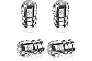 QUARKACE Bling Tyre Caps with Sparkly Rhinestones - Crystal Diamond Car Valve Stem Covers - Luxury Air Leakproof Dust Caps - Universal Fit for Car, Bike, Motorcycle - 4 Pack Gift Box (Silver)