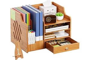 Catekro Desk Organizers and Accessories, Creative & Simple Office Stationary Desk Tidy Organiser, Multi-Functional Pencil Organizer Teacher Office School Home Table Decor(Brown)