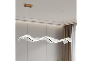 HvKvHvY Lampe d'île de cuisine, lampe de table LED avec télécommande Wave Gold chambre à coucher pendentif lampe à manger réglable plafonnier salle de suspension (L100cm)