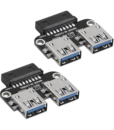 AKYGA AK-CA-58 USB 3.0 Adapter - 2x USB-A 19-Pin Buchse Für Motherboard, PC-Gehäuse Anschluss