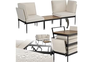 TecTake® Salon de Jardin Exterieur 5en1 Canapé 2 Places modulable Table de Jardin Coussins épais Inclus Cadre en Acier laqué époxy Mobilier de terrasse Canape Exterieur Balcon Veranda Maison