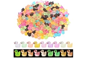 XREE 240PCS Mini Ducks Little Resin Duck Tiny Ducks Glow in The Dark Plastic Duck Luminous Small Ducks for DIY Tiny Homes Mini Garden Landscape