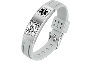Theluckytag Medical Bracelets for Men Women with QR Code Medical Alert ID Bracelets Sport - Silicone Waterproof Wristband - More Space Custom Emergency Info