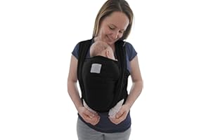 M.M.C. Fular portabebés con bolsillo frontal, incluye bolsa de transporte e instrucciones (idioma español no garantizado), largo y elástico para bebés prematuros y recién nacidos (negro)