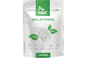 ‎RAW POWDERS Melatonin 1mg pro Tablette – 365 Tabletten - 2-Jahresvorrat (½ Tabl. täglich) – Mini-Tabl., vegan – Laborgeprüft – Raw Powders