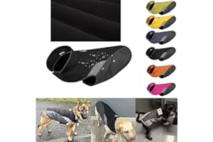 Komate Fleece Hundemantel Hundejacke mit Hundeleinenloch Öffnung wasserdichte Reflektierende Weste Haustier Hundebekleidung Warme Winter Welpenmäntel für kleine Mittel Große Hunde (M, Schwarz)