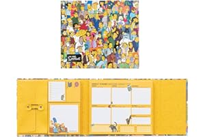 Grupo Erik Planificador Semanal Escritorio Los Simpsons - 6 tamaños notas adhesivas bonitas + Planificador semanal Cierre Magnetico: Papeleria bonita y material escolar oficina, licencia oficial