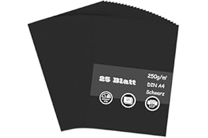 AZVIEY 25 Blatt Tonpapier Schwarz, 250g/m² Tonkarton - DIN A4 Bastelkarton für Malen Kartenherstellung Einladungen Scrapbook Basteln