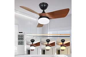 Gitaobac Deckenventilator mit Beleuchtung, DC-Ventilator mit Fernbedienung, LED-Licht Dimmbare Lampe 3000K-6000K, 6 Geschwindigkeiten, Timer, für Schlafzimmer, Esszimmer, Wohnzimmer, Küche, Büro