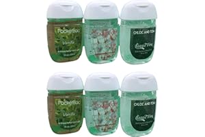 CHLOE AND TOM (6) Pocket Antibacterial Alcohol Hand Sanitiser Gel Multipack Fragrant Vanilla Marshmallow Classic Pine 70%