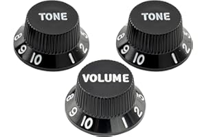 Musiclily Ultra Universal Fitting Size Strat Knobs 2 Tone 1 Volume Set for Fender Stratocaster ST Style Electric Guitar, Black