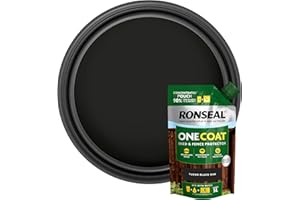 Ronseal One Coat Shed & Fence Pouch Tudor Black 950ml - Mix with Water to Make 5 Litres of Paint for Effortless Coverage and Long-Lasting Protection