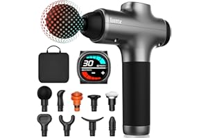 LUOMTSE Massage Gun Deep Tissue Massager Gun Massagers for Pain,Pressure Dynamic Display TPR Comfortable Anti Slip Handle (30 Gears+Pressure Display)