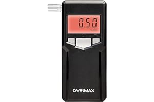 OVERMAX AD-06 Alkomat Professional, elektrochemiczny czujnik platyny, dokładność do 0,05, zakres od 0,00 ‰ do 4,00 ‰, 10 ustników, 2 baterie AA