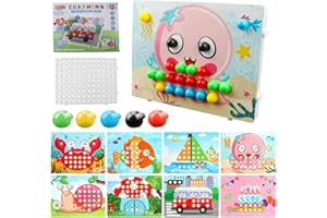 DXiongW Gioco Bottoni Bambini con 90 Bottoni e 8 Cartoni Puzzle Gioco Bottoni Gioco con Bottoni Colorati Bambini Bottoni Gioco per Bambini Immagine Fungo Precoce Educativo per Bambini di 2 3+ Anni