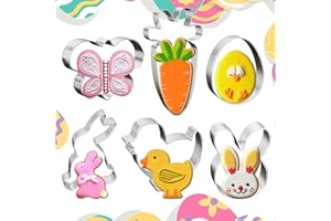 ZEIHOO Cortadores de Galletas de Pascua, Pascua Moldes Galletas, Molde Galletas Pascua, 6 Acero Inoxidable Cookie Cutters Molde Huevo De Pascua, Conejo, Zanahorias, Regalo Ideal de Pascua para Galletas de Pa
