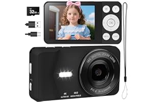 HERBYD 4K Digital Camera - 64MP 2.8" UHD Compact Cameras - Autofocus Rechargeable Vlogging Camera with 32G SD Card Portable Travel Mini Small Camera with 18X Digital Zoom for Kids Beginners Teenagers (Black)