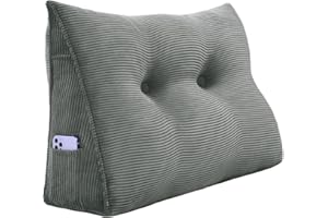 ‎JOHNEAR Johnear Keilkissen Lesekissen für Bett und Sofa Lehnenkissen, Rückenkissen Kopfteil Bett Rückenlehne Großes Dreieckiges Lendenkissen （Grau, 60cm）