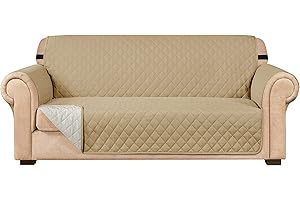 subrtex - Funda de sofá Acolchada Reversible para sofá de 1,2,3 plazas, con Correas elásticas Ajustables y Bolsillo Lateral de Almacenamiento (para sofá, Caqui)