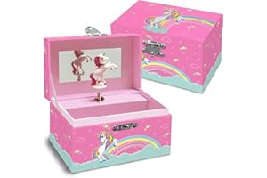 JOEKIKIMD Musical Unicorn Jewellery Box for Girls - Handmade Gift for Little Girls Aged 4-6 Years Kids Jewelry Box with Rotating Unicorn Birthday Easter