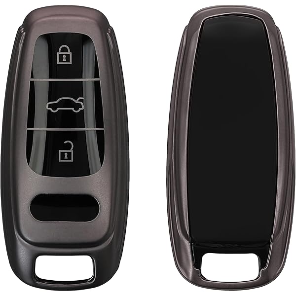 ontto Autosleutelhoes, behuizing, sleutelhoes, sleutelhanger, leren beschermhoes, geschikt voor Audi A3, A6, A7, A8, E-Tron, S6, RS6, S7, RS7, Q7, SQ7, Q8, SQ8, SQ8 2019-2024, accessoires