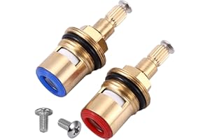 XIANGSKY 2pcs Mixer Tap Cartridge Replacement 1/4 Turn 20 Spline,Tap Glands Seals Repair Kit,Tap Valve for Shower Bathroom Taps with Washers,Solid Brass Ceramic