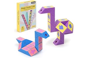 ECHOCUBE Cubo Serpente Magico a Tema Poker, Regali da Festa per Bambini 2 Pacchetti da 24 Blocchi di Cubi Serpente, Puzzle di Serpente, Fidget Educativi Serpente per bomboniere (Viola e Blu)