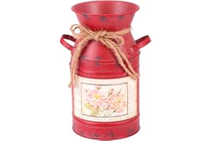 MILISTEN 1 Szt Wysokie, Zniszczone Wazony Francuskie Wiadro Wiejskie Retro Wazon Na Kwiaty Galwanizowana Puszka Ocynkowany Stary Wazon Na Kwiaty Kompozycja z Suszonych Kwiatów Podręcznik