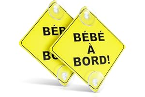CAREMORE Lot de 2 Panneaux d'Avertissement Bébé à Bord pour Voiture - 12,5 cm - Autocollant de Sécurité avec Double Ventouses pour Fenêtre