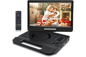 FANGOR Lecteur DVD Blu-ray portable 10,1 pouces avec écran rotatif à 270 ° 1920 x 1080 Full HD Home Cinéma Prise en charge HDMI Out/AV IN/LAN/USB/SD avec batterie rechargeable