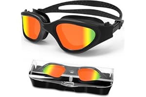 HOTSRACE Gafas de natación polarizadas Anti-vaho Protección UV Impermeable, Gafas Natación visión Clara fáciles de Ajustar para Hombres, Mujeres, Adultos y Adolescentes