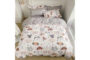 LOUSSIESD Juego de Funda de edredón para Perros Individuales y niñas,Juego de Cama Juego de Ropa de Cama Reversible para Mascotas con Corgi galés,Perro Husky,Pata de Juego de Cama para Perros Amantes