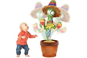 seOSTO Cactus Bailarin, Cactus Bailarin Repite español, Cactus parlanchin, Juguete Cactus de Peluche Que Baila y Repite tu Voz, con Canciones (Tocar la batería Cactus)