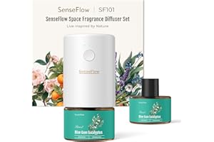 SenseFlow Difusor Aceites Esenciales Difusor de Aromas SF101 - Ultrasónico Sin Agua, 100 % Vegetal, Aromaterapia120 Días, para Hogar, Hotel y Estudio hasta 100 ㎡ - Eucalipto Azul