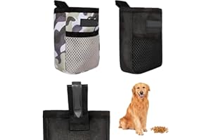 YCLFHOO Dog Treat Pouch Set,2PCS Dog Walking Bag,Lightweight Pet Outdoor Bag,Mini Portable Treat Pouch for Dog Training,Walking,and Travel-Black and Camouflage