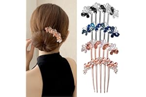 TONAUP Peignes à Cheveux Latéraux Mariage, 4 Pièces Strass Cheveux Peigne avec Fleur en Cristal 4 Couleurs de Luxe Mariée Cheveux Bijoux Cheveux Côté Peigne Femmes Filles