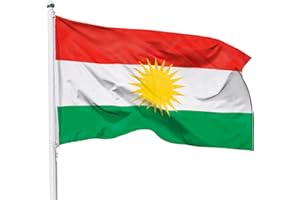 PHENO FLAGS Kurdistan Flagge 90x150cm - wetterbeständige Fahne mit Messingösen, 100% Polyester, robuste Doppelnaht & in lebendigen Farben - ideal für Flaggen-Liebhaber