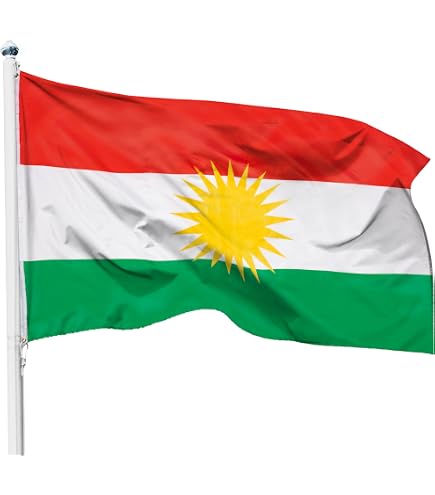 Drapeau De Table Kurdistan | 22x15cm, Satin, Avec Socle Métal | Décoration De Bureau Ou D'intérieur