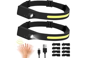 Winthai Stirnlampe Led Wiederaufladbar, 2 SuperHell 350 Lux Mit 5 Modi 1200mAh Kopflampe, 230°Ultra Weitwinkel Stirnlampe Led, 63g Licht IPX4 Wasserdicht Kopflampe