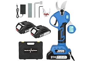 BILIVRY Akku-astschere 30mm Schnittdurchmesser Gartenschere Elektrisch: Akku-gartenschere mit Display, 2PCS 2Ah 21V Lithium-Wiederaufladbar Akku,Gartenschere für Blumenbeete,Gärten, Äste(Blau)