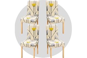 TOMMO Dining Room Chair Covers Set of 4, Stretch Removable Washable Spandex Dining Chair Slipcovers Protectors, Kitchen Chair Covers for Dining Room Party Hotel Ceremony Banquet (Warm dandelion)