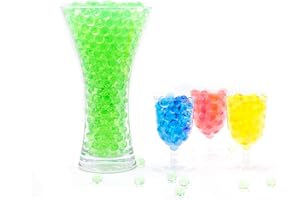 Risai Water Balls, Crystal Gel Beads Perfect for Hydrogel Plants Vase Filler, Centerpiece Silicone Orbs, Non-Toxic Clear Jelly Gems, Growing Bead 600pcs, Green 10g