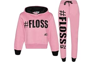 A2Z 4 Kids Girls Tracksuit Floss Crop Top Jogger Set Two Piece Activewear Outfits Fleece Lined Hoodie Trousers Set Soft Cosy Fleece Casual Workout Running Loungewear Jogging Sweatsuit Ages 5-13
