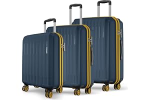 Safari Genius Alley Set of 3 (Cabin+ Medium + Large) Trolley Bags Hard Case Polypropylene, 4 Wheels, 360 Degree Wheeling Luggage, Travel Bag, Suitcase for Travel, Trolley Bags for Travel, Navy