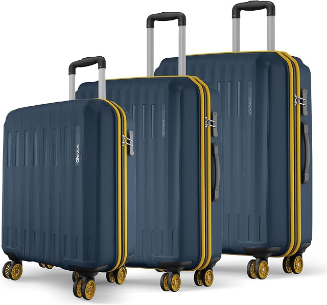 Safari Genius Alley Set of 3 (Cabin+ Medium + Large) Trolley Bags Hard Case Polypropylene, 4 Wheels, 360 Degre