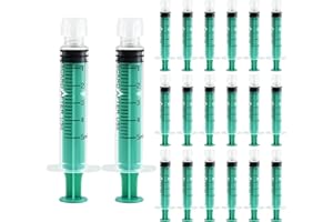JIBENGAO 20 Stück 5ml Spritzen, Einzeln Verpackt, PlastikSpritze Ohne Nadel, Luer Lock Spritze für Wissenschaftlich Labore, Tierfütterung, Measuring Liquids und Feine Dosierungen, Messspritze
