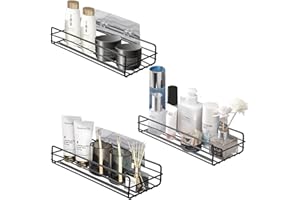 ANEWSIR 3 pièces Etagère Douche, Étagère de douche sans perçage,Paniers Rangement pour Douche Cuisine,Cadre de douche noir avec crochet.