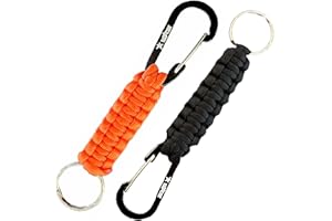 KADACTIVE Paracord Keyrings with Carabiner Keyring Clip - 2 Pack keyrings for Backpack, Survival, Camping - Paracord Key Chain Key Holder - Key Lanyard for Men - car Keyring